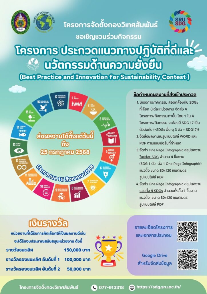 ประชาสัมพันธ์ โครงการ “ประกวดแนวทางปฏิบัติที่ดีและนวัตกรรมด้านความยั่งยืน (Best Practice and Innovation for Sustainability Contest)”